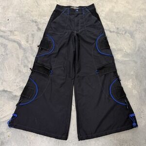 MacGear Cargo Pants Mens 28 Black Good Wide Leg Techwear Cyber Rave Pockets